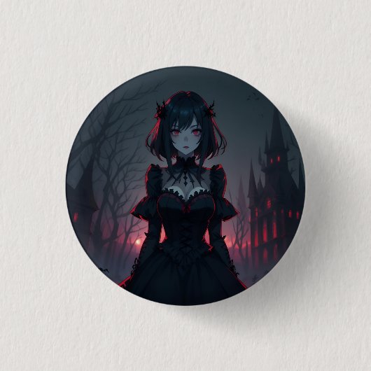 Vampire anime meisje 1 ronde button 3,2 cm (Voorkant)