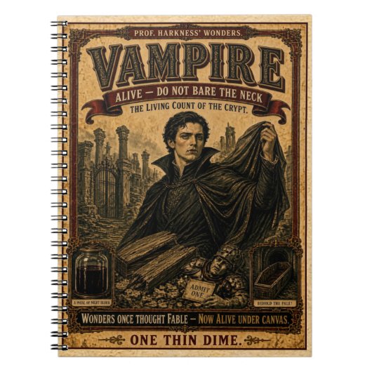 Vampire, Antiek Circusmonster Notitieboek (Voorkant)
