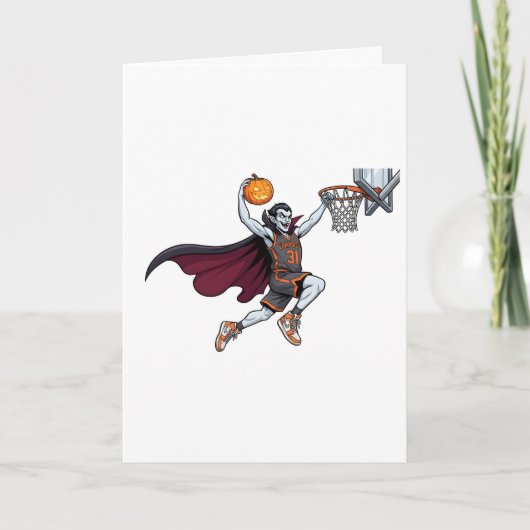 Vampire Basketbal Halloween Dunk Kaart (Voorkant)