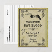 Vampire Bat Blood Halloween Recipcard Briefkaart (Voorkant / Achterkant)