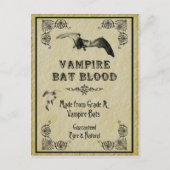 Vampire Bat Blood Halloween Recipcard Briefkaart (Voorkant)