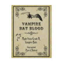 Vampire Bat Blood Halloween Recipcard