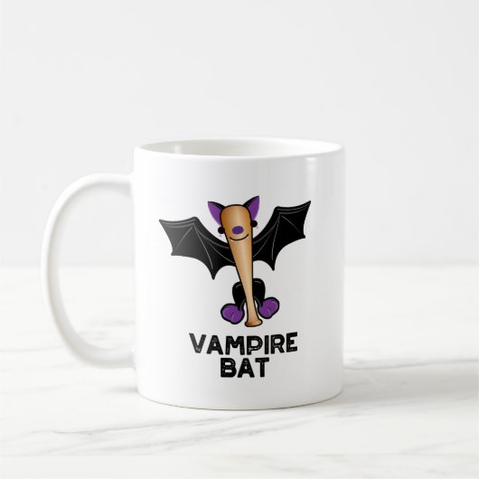 Vampire Bat Funny Baseball Pun Koffiemok (Links)