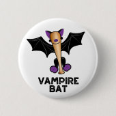 Vampire Bat Funny Baseball Pun Ronde Button 5,7 Cm (Voorkant)