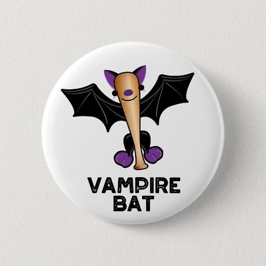 Vampire Bat Funny Baseball Pun Ronde Button 5,7 Cm (Voorkant)