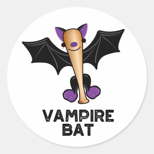 Vampire Bat Funny Baseball Pun Ronde Sticker (Voorkant)