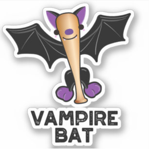 Vampire Bat Funny Baseball Pun Sticker