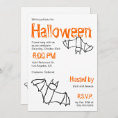 Vampire Bat Halloween Party Invitation Kaart (Voorkant / Achterkant)