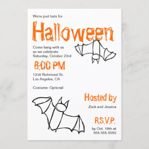 Vampire Bat Halloween Party Invitation Kaart