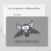 Vampire Bat Halloween Party Invitation Kaart (Voorkant / Achterkant)