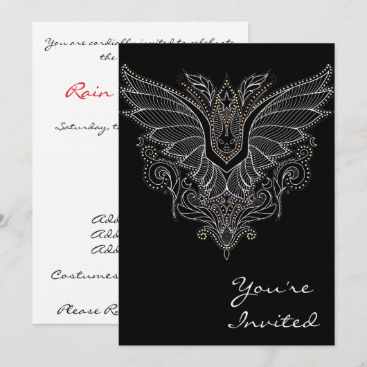 Vampire bat Halloween verjaardagsuitnodiging Kaart (Voorkant / Achterkant)