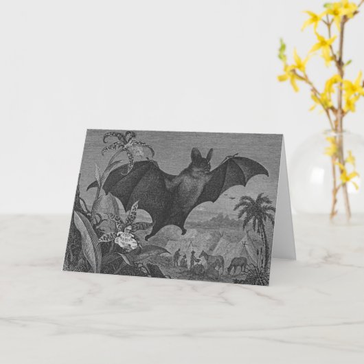 Vampire Bat Lithograph Kaart (Gele Bloem)