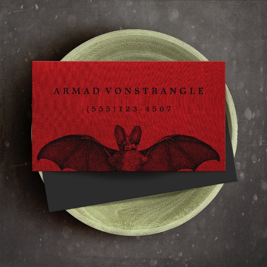 Vampire Bat Red Halloween Calling Card Visitekaartje