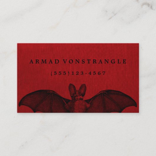 Vampire Bat Red Halloween Calling Card Visitekaartje (Voorkant)