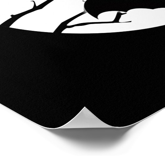 Vampire Bats Trees Silhouette Full Moon Halloween Poster (Hoek)