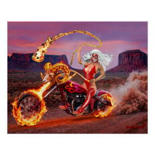 Vampire Biker Babe – Middernacht Gothic Rebel Perfect Poster
