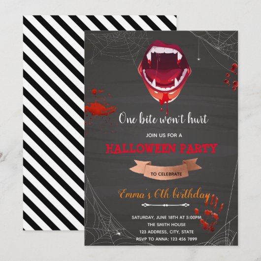 Vampire Birthday halloween party Kaart (Voorkant / Achterkant)