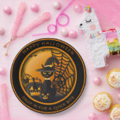 Vampire Black Cat Halloween Pumpkins Spiderweb Papieren Bordje (Feest)