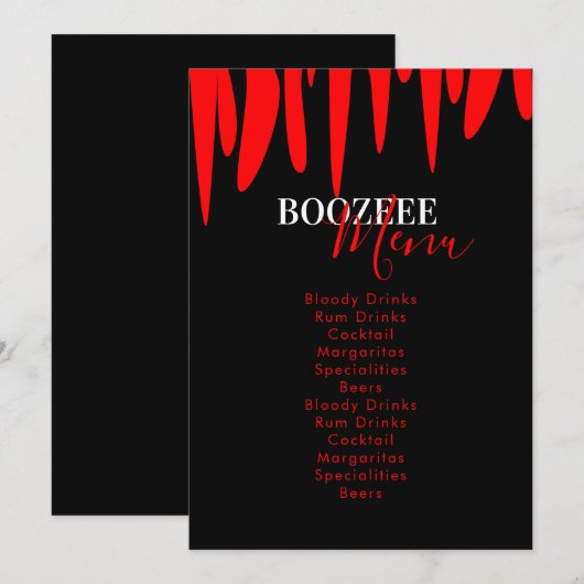 Vampire Bloed Halloween Feest Drankmenu Feestdagenkaart (Voorkant / Achterkant)