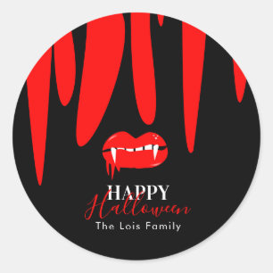 Vampire Bloed Lippen Halloween Behandelingszak Ronde Sticker