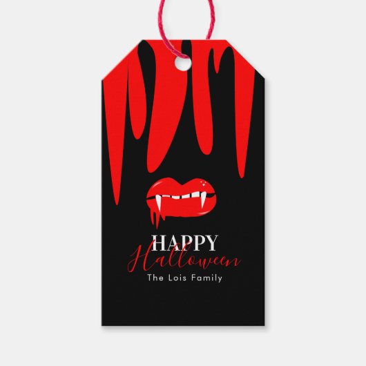 Vampire Bloed Lippen Halloween Behandelzak Cadeau Cadeaulabel (Voorkant)