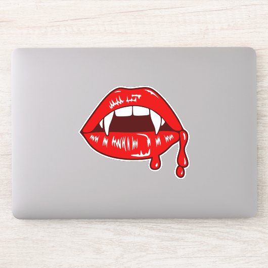 Vampire Bloed Lippen Rode Monster Hoektanden Sticker (Computer)