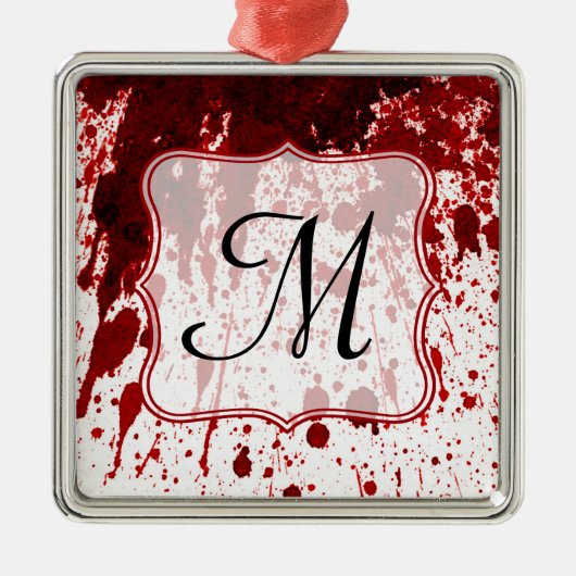 Vampire Bloeddruppelmonogram Initiaal Metalen Ornament (Voorkant)