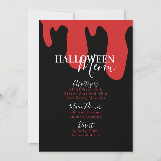 Vampire Bloedhalloween Birthday Party Menu (Voorkant)