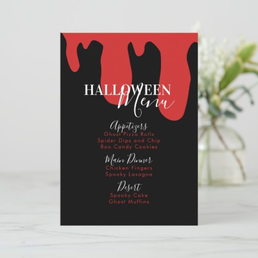 Vampire Bloedhalloween Birthday Party Menu (Staand voorkant)
