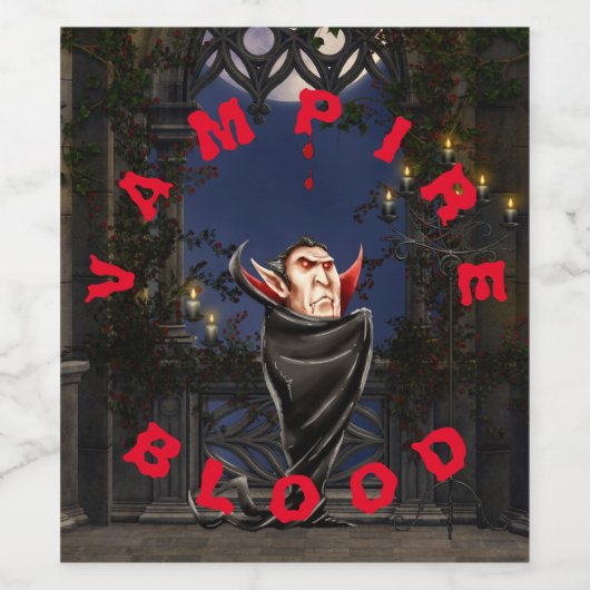 Vampire Blood Halloween Wijn Etiket (Enkel label)