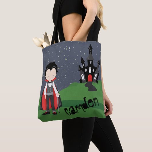 Vampire Boy Halloween Kind Gepersonaliseerd Tote Bag (Dichtbij)