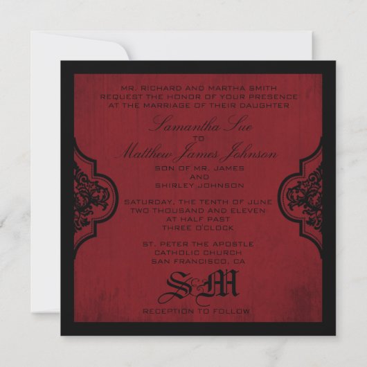 Vampire Bride Wedding Invite Square Kaart (Achterkant)