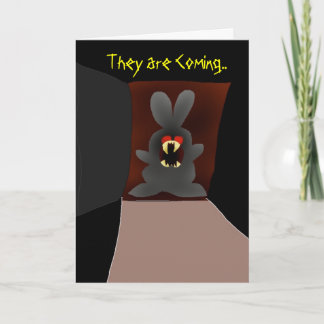 Vampire Bunny at Door Feestdagen Kaart