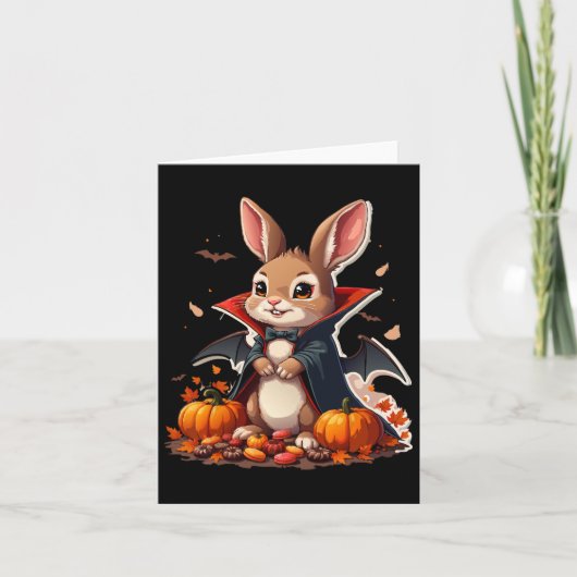 Vampire Bunny Kostuum Grappig Halloween Kaart (Voorkant)