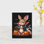 Vampire Bunny Kostuum Grappig Halloween Kaart (Gele Bloem)