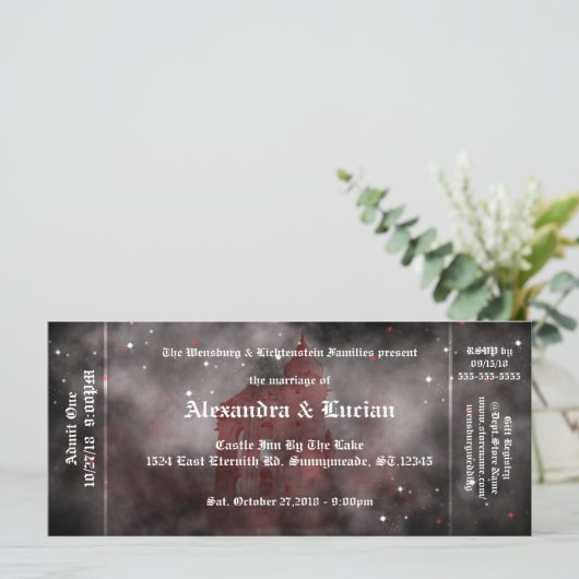 Vampire Castle Gothic Wedding Ticket Invitations (Staand voorkant)