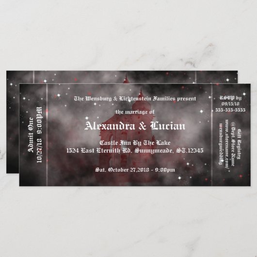 Vampire Castle Gothic Wedding Ticket Invitations (Voorkant / Achterkant)