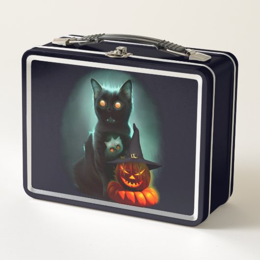 Vampire Cat and Wizard Pumpkin Halloween Surreal (Voorkant)