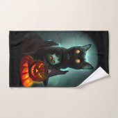 Vampire Cat and Wizard Pumpkin Halloween Surreal Bad Handdoek (Handdoek)