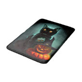 Vampire Cat and Wizard Pumpkin Halloween Surreal Badmat (Gekanteld)