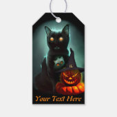 Vampire Cat and Wizard Pumpkin Halloween Surreal Cadeaulabel (Voorkant)