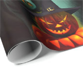 Vampire Cat and Wizard Pumpkin Halloween Surreal Cadeaupapier (Rol Hoek)