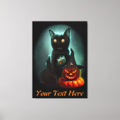 Vampire Cat and Wizard Pumpkin Halloween Surreal Canvas Afdruk (Voorkant)