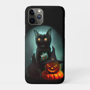 Vampire Cat and Wizard Pumpkin Halloween Surreal Case-Mate iPhone Case