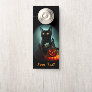 Vampire Cat and Wizard Pumpkin Halloween Surreal Deurhanger