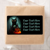 Vampire Cat and Wizard Pumpkin Halloween Surreal Etiket (Insitu)