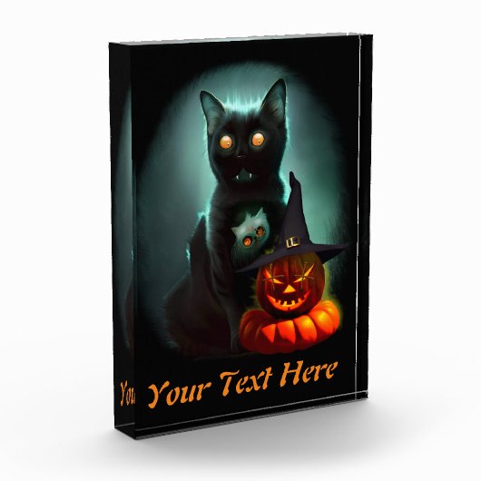 Vampire Cat and Wizard Pumpkin Halloween Surreal Fotoblokken (Links)