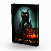 Vampire Cat and Wizard Pumpkin Halloween Surreal Fotoblokken (Rechts)