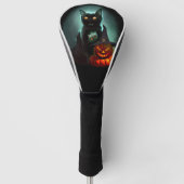 Vampire Cat and Wizard Pumpkin Halloween Surreal Golfheadcover (Voorkant)