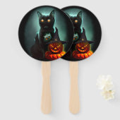Vampire Cat and Wizard Pumpkin Halloween Surreal Handwaaier (Voorkant en achterkant)